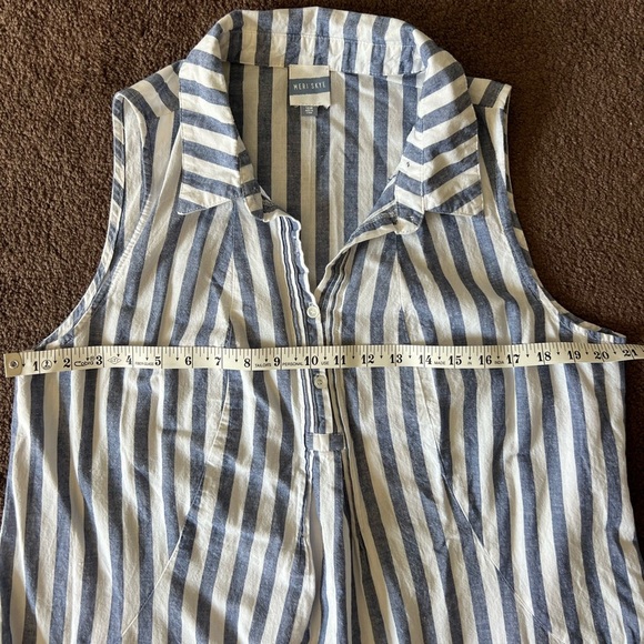Meri Skye Linen Blend Striped Shirt Dress - Picture 7 of 8